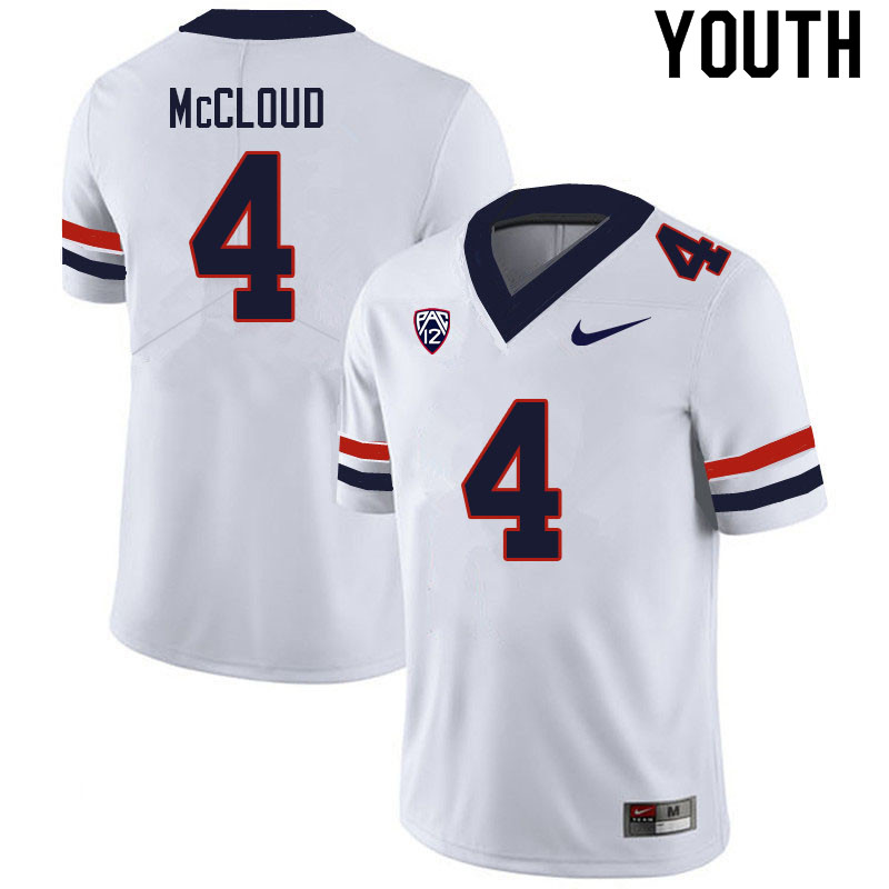 Youth #4 Jordan McCloud Arizona Wildcats College Football Jerseys Sale-White